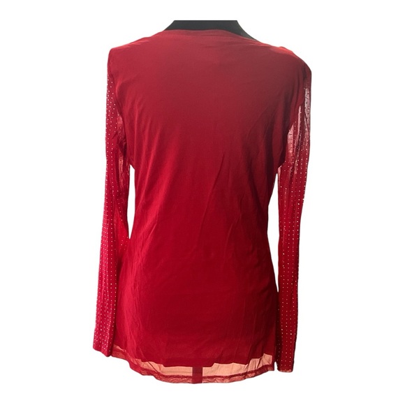 INC INTERNATIONAL CONCEPTS WOMEN'S RED LS STUDDED TOP SZ L - Picture 4 of 6